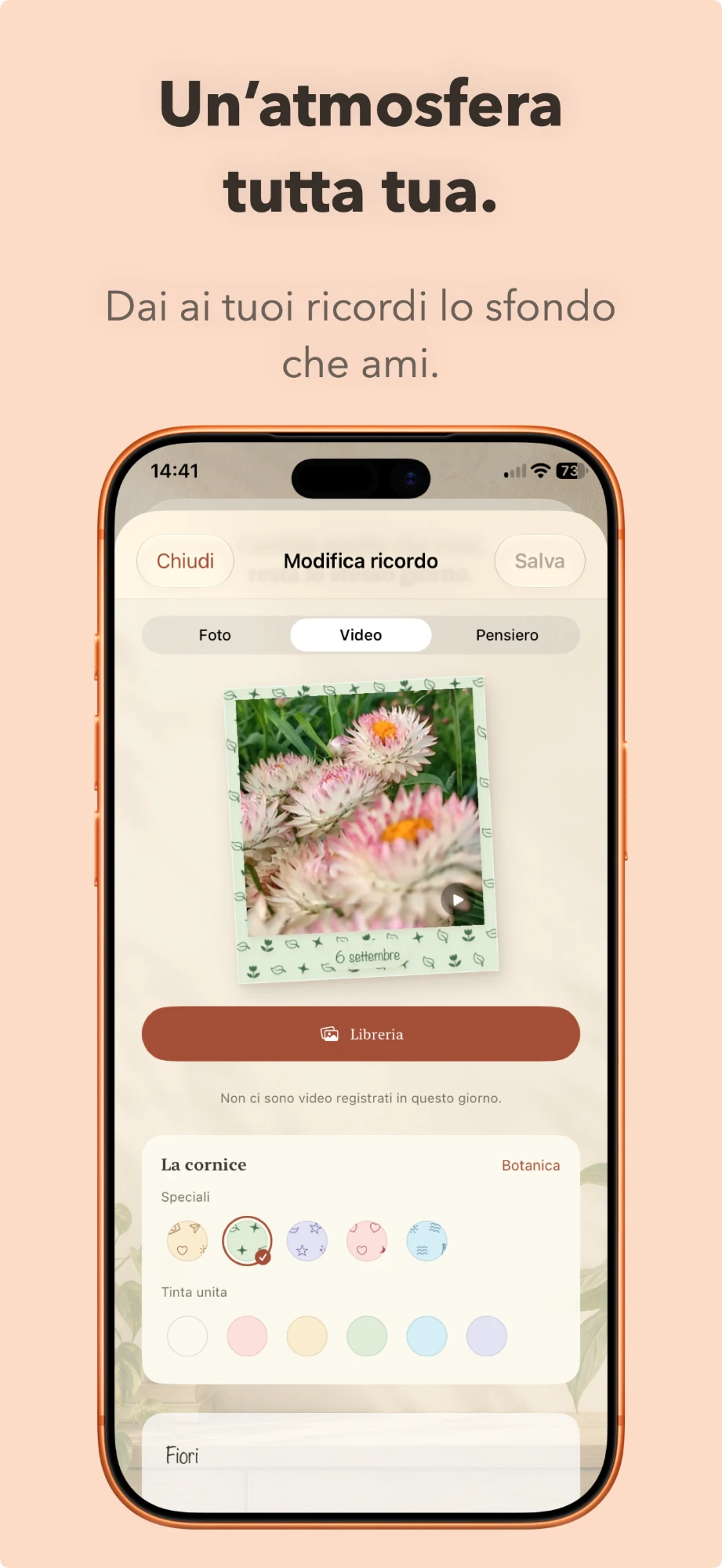 La scelta della cornice botanica mentre si modifica un ricordo.